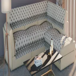 Fashion Throw Cream-Coloured & Grey Velvet 4 Piece Sofa Cover-picture-14