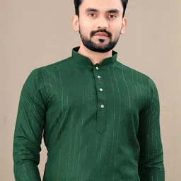 shreeram Men Green Straight Cotton Kurtas-picture-21