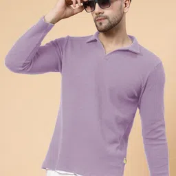 Rigo Men Solid Polo Collar Cotton T-shirt-picture-18