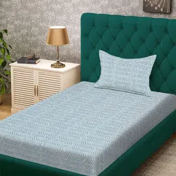 KLOTTHE Green Floral 300 TC Single Bedsheet with 1 Pillow Covers-picture-10
