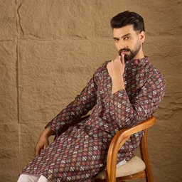 Ethnic Bay Men Ethnic Motifs Printed Festive Straight Kurta image 3