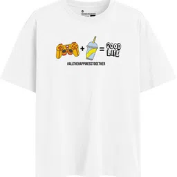 BonOrganik Men Typography Printed Round Neck Cotton Oversized T-shirt image 4