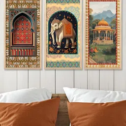 Kotart Brown & Beige 3 Pieces Wooden Wall Paintings image 3