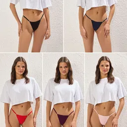 Trendyol Women Pack Of 5 Low Rise Thong Briefs-picture-12