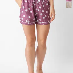 FashionRack Women pack Of 2 Printed Mid-Rise Lounge Shorts-picture-40