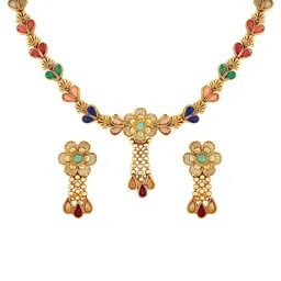 Jazz and Sizzle Gold-Plated Stone Studded Jewellery Set image 5