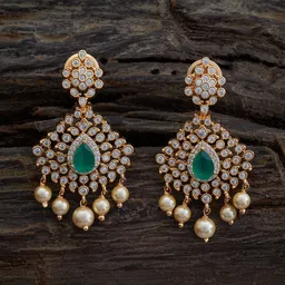 Kushal's Fashion Jewellery Gold-Plated Classic Cubic Zirconia Studded Drop Earrings-picture-50