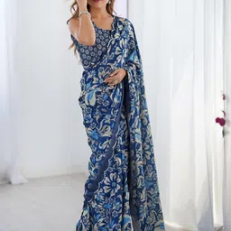 Mitera Floral Mirror Work Silk Blend Saree image 4