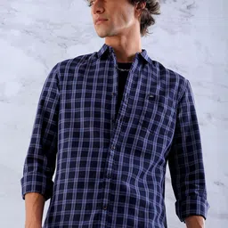 The Indian Garage Co Men Slim Fit Opaque Checked Casual Shirt-picture-32