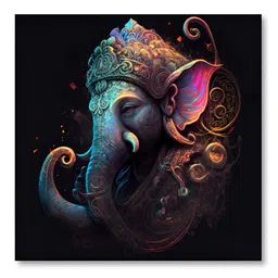 SAF Blue & Pink Lord Ganesha Canvas Religious Wall Painting-image-63