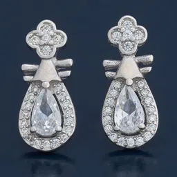 Kushal's Fashion Jewellery 92.5Silver Rhodium-Plated Teardrop Shaped Studs-picture-24