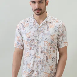 Raymond Men Regular Classic Fit Floral Printed Cuban Collar Casual Shirt-picture-34