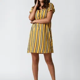 Roadster Women Striped A-Line Short Sleeves Dress-picture-16