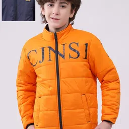 Monte Carlo Boys Mock Collar Typography Printed Reversible Puffer Jacket-image-28