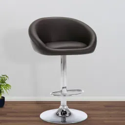 furniturstation Vida Leatherette Bar Stool In Brown Colour With Swivel image 1