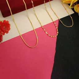 Anouk Malai Disco ChokorBall Set Of 3 Gold-Plated Artificial Beaded Minimal Chain-image-86
