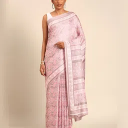 Taashi Floral Printed Tussar Saree With Blouse Piece-picture-20