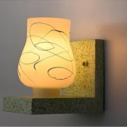 1ST TIME White & Green Printed Wood Contemporary Abstract Shaped Shaped Wall Lamp image 3