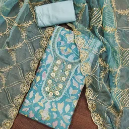 Maroosh Embroidered Sequinned Organza Unstitched Dress Material-picture-26