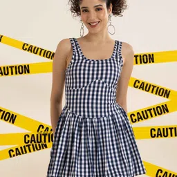 VANGULL Checked Fit & Flare Mini Dress image 3