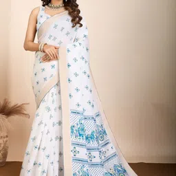 VS MALL Ethnic Motifs Zari Pure Cotton Saree-image-3
