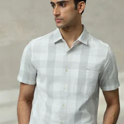 Mufti Men Slim Fit Checked Spread Collar Casual Shirt-picture-11