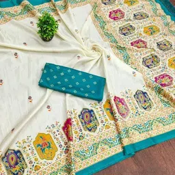 GHAN SALS Ethnic Motifs Embroidered Baluchari Saree image 1