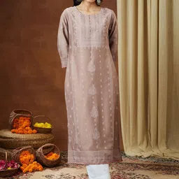 Janasya Women Ethnic Motifs Printed Sequinned Kurta-picture-19