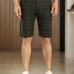 Indian Terrain Men Striped Slim Fit Shorts-picture-44