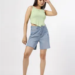 COSMIC Women Washed Denim Denim Shorts-picture-51