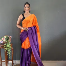 HERE&NOW Colourblocked Saree With Blouse Piece-picture-33