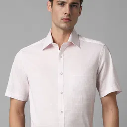 Louis Philippe Men Classic Fit Self Design Spread Collar Pure Cotton Formal Shirt-image-18