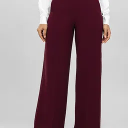 D'Almirah Women Comfort Relaxed Fit High-Rise Wrinkle Free Wide Leg Trousers-picture-11