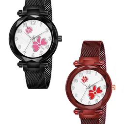 Gopal Shopcart Set Of 2 Women Analogue Watch GR_379 Black 315 Pink_379 Red Red-image-23