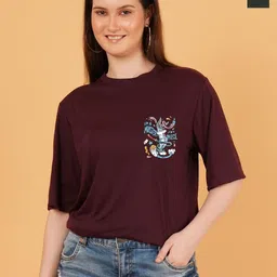 kintu parantu Women Pack Of 2 Printed Drop-Shoulder Sleeves T-shirt-picture-28