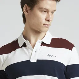 Pepe Jeans Men Striped Polo Collar Pure Cotton T-shirt image 3