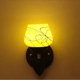 1ST TIME Yellow & Yellow Textured Wood Contemporary Abstract Shaped Shaped Wall Lamp image 4