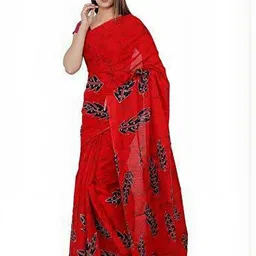 Dastkar Floral Pure Cotton Block Print Saree image 1
