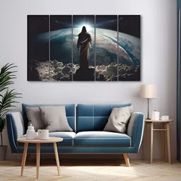 The Castle Decor Blue & White 5 Piece Wood Religious Wall Paintings-picture-17