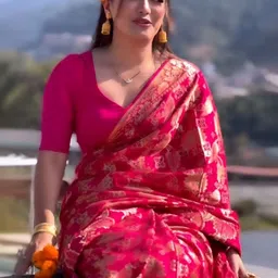 CANIZZARO Ethnic Motifs Zari Silk Blend Banarasi Saree image 3