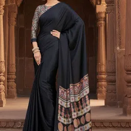 Anouk Rustic Ethnic Motifs Satin Designer Saree-picture-32