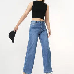 Kraus Jeans Women Straight Fit High-Rise Heavy Fade Jeans image 2