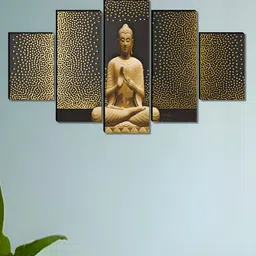 Myntra Elegant Homes Gold-Toned & Black 5 Pieces Religious Budha Wooden Wall Art-picture-35