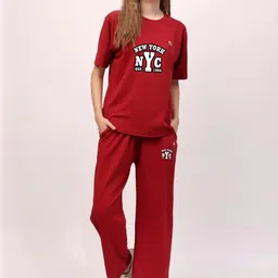 FITIN OUTFIT Typography Printed T-shirt & Pyjama Set-picture-18