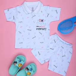 V-Mart Infant Boys Printed Polo Collar T-shirt With Shorts-picture-17
