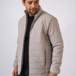 PERCH Men Striped Spread Collar Long Sleeves Lightweight Puffer Jacket image 5