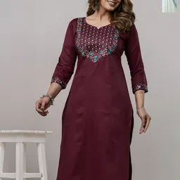 Auzanoor Collection Pack of 2 Women Embroidered Cotton Straight Kurta-picture-11