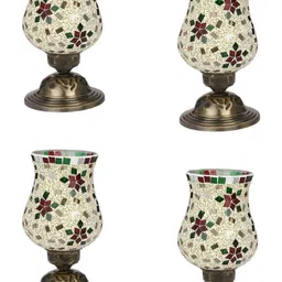 SOMIL 4 pieces Multicoloured Printed Glass Bell Shaped Table Lamp image 4