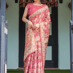 MAHARANI COUTURE Floral Pure Cotton Jamdani Saree image 4