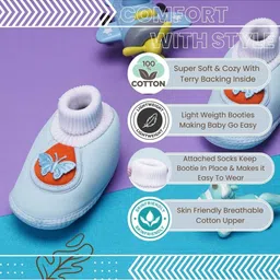 NESKA MODA Kids-Unisex Blue Cotton Booties image 5